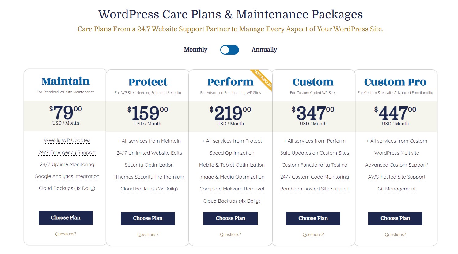 Maintenance Packages