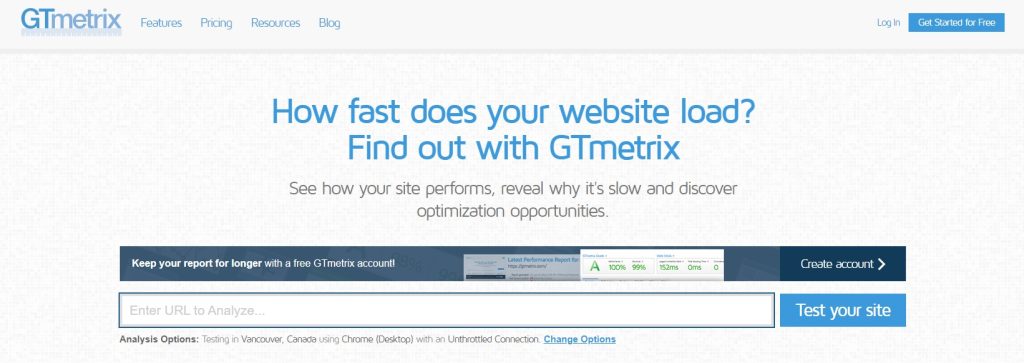 gtmetrix speed test